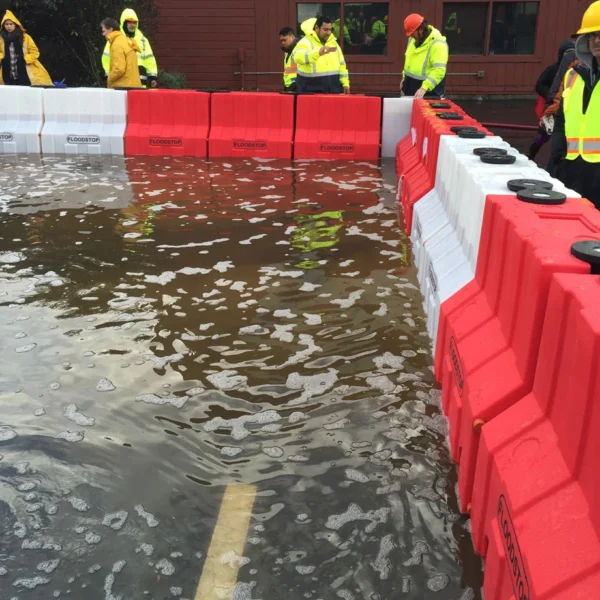 0.9m FloodStop barriers containing flood water